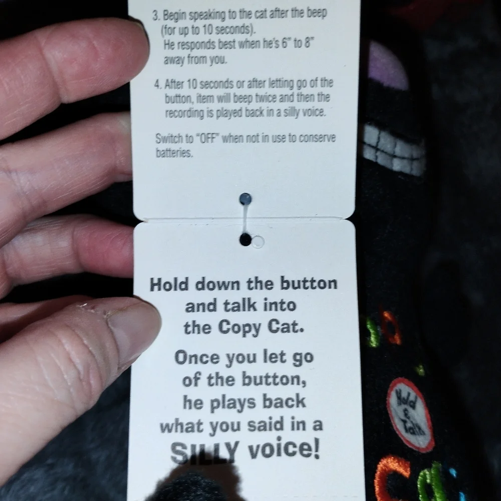 Rare Hallmark Talking Repeating “COPY CAT” Plush Black Cat 10” - Picture 3 of 7